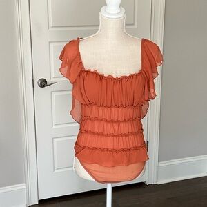Source Unknown Ruffled Terracotta Blouse